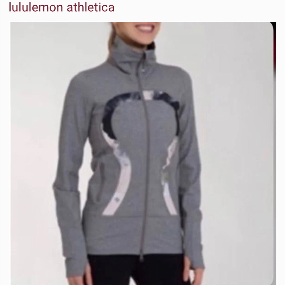 Lululemon" In Stride Jacket Gray Graphic Running-Full Zip - Picture 1 of 11